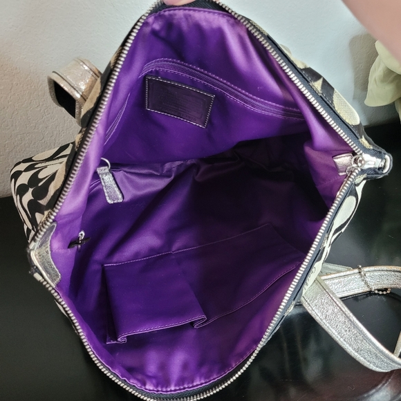 Coach Poppy  Black And Gray Op Art Glam Tote Shoulder Bag - Picture 14 of 15